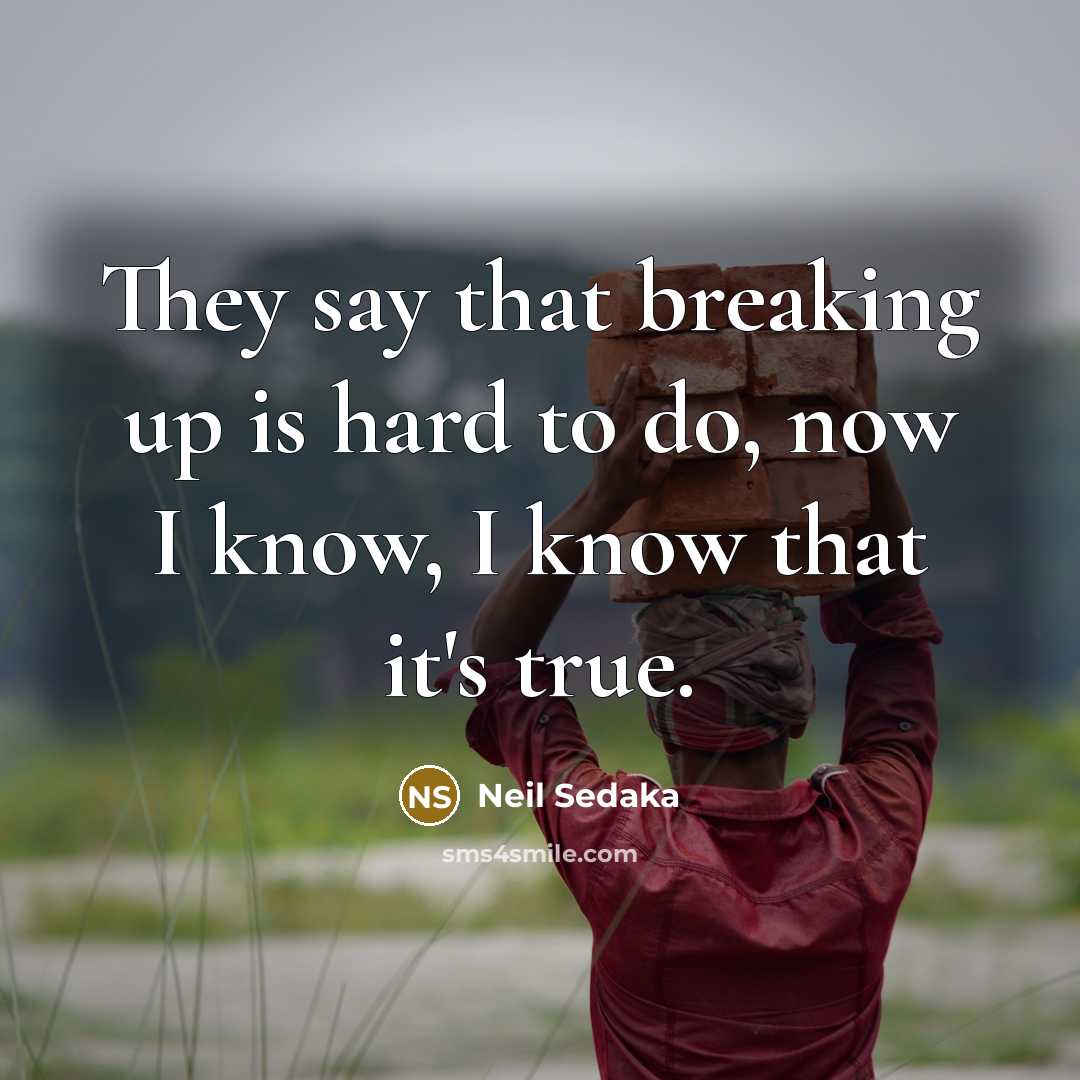 “They say that breaking up is hard to do, now I know, I know that it's true.” quote by Neil Sedaka