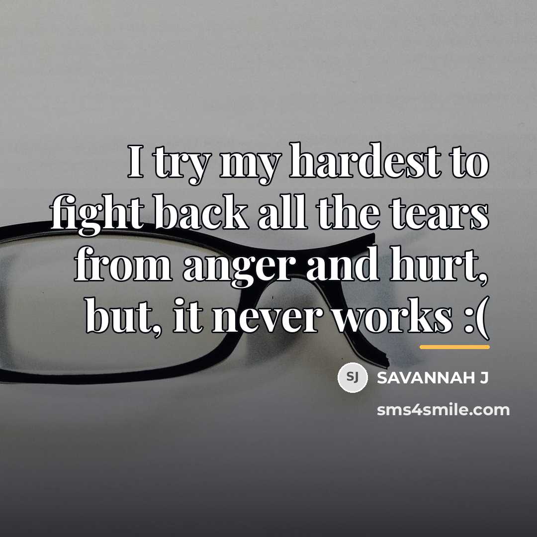 “I try my hardest to fight back all the tears…” quote by Savannah J