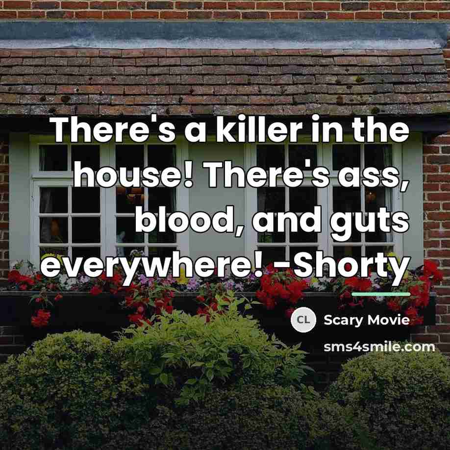 “There's a killer in the house! There's ass, blood, and…” quote by Scary Movie