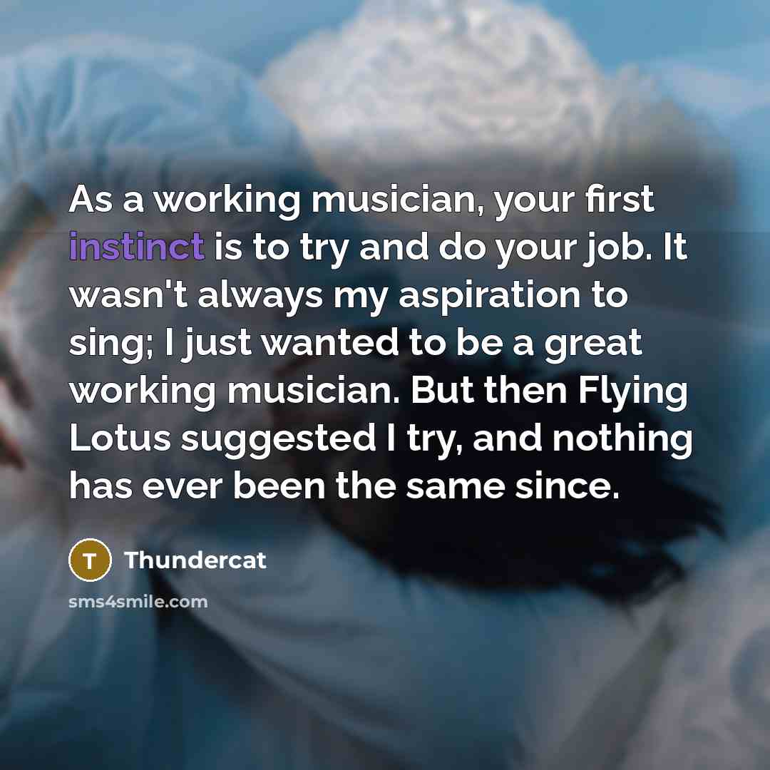 “As a working musician, your first instinct is to try…” quote by Thundercat