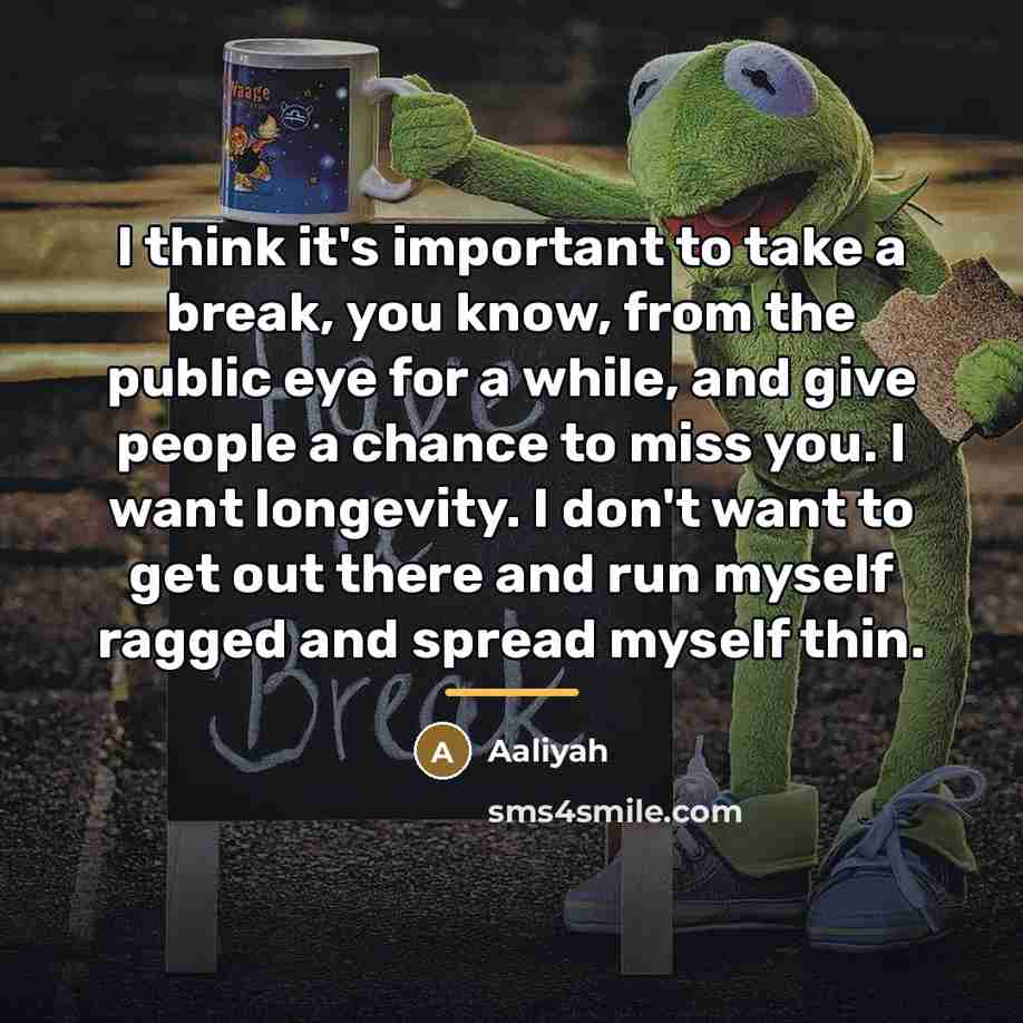 “I think it's important to take a break, you know,…” quote by Aaliyah