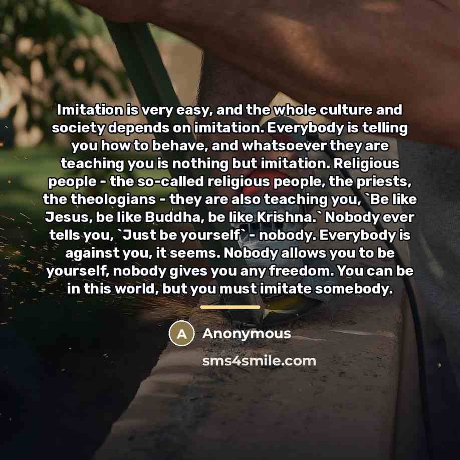 “Imitation is very easy, and the whole culture and society…” quote by Anonymous