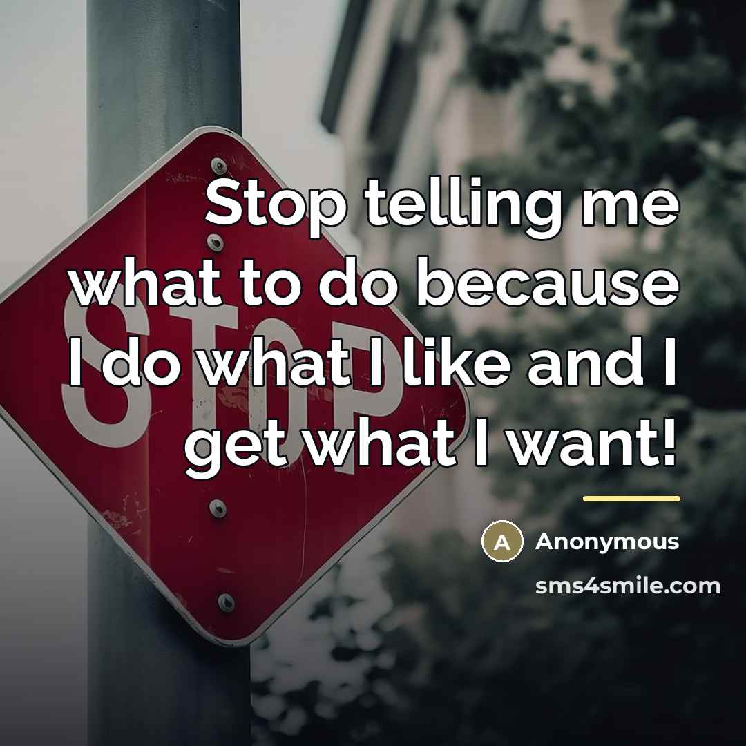 “Stop telling me what to do because I do what…” quote by Anonymous
