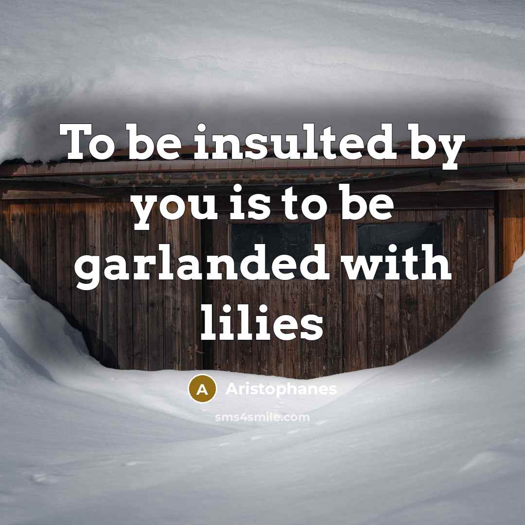 “To be insulted by you is to be garlanded with…” quote by Aristophanes