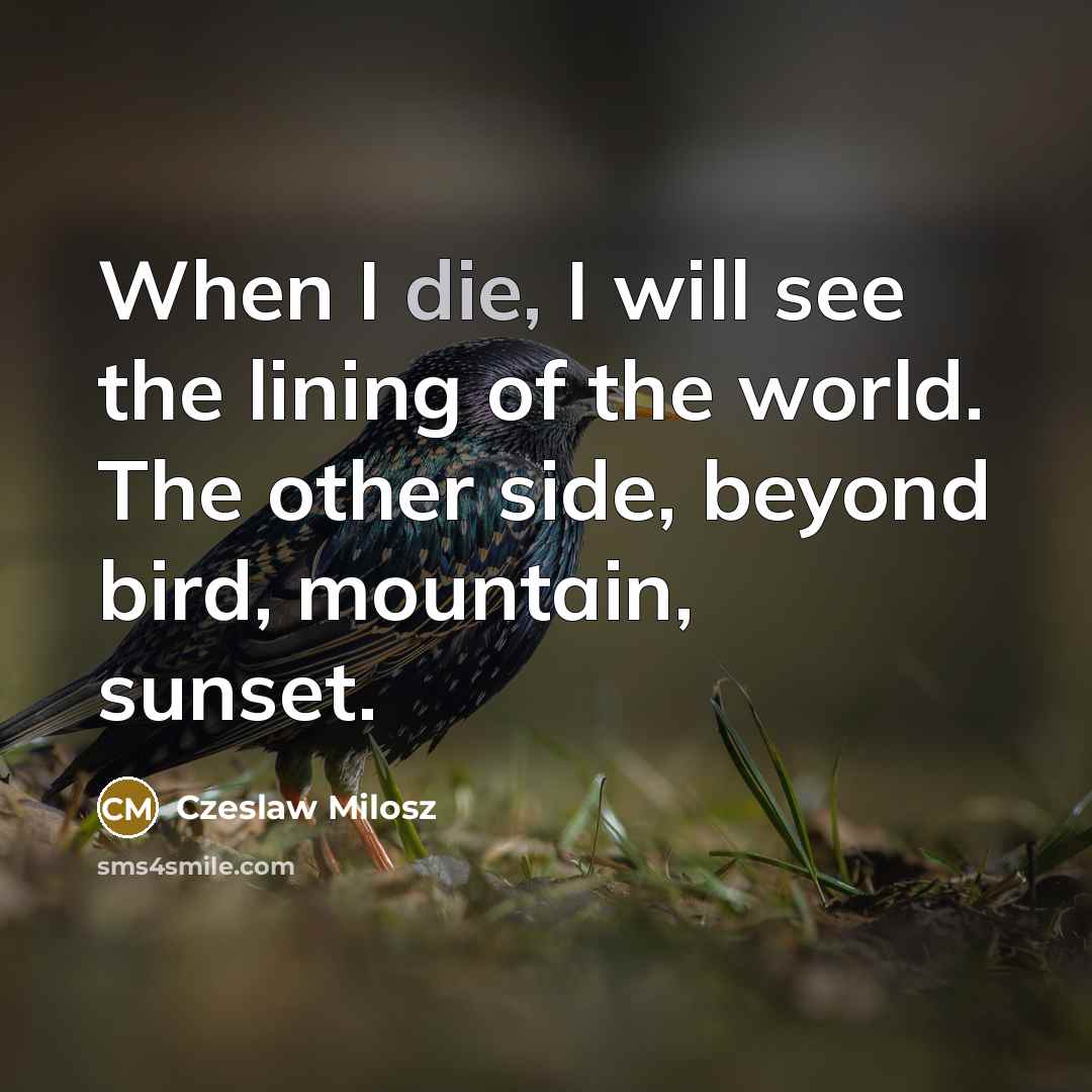“When I die, I will see the lining of the…” quote by Czeslaw Milosz