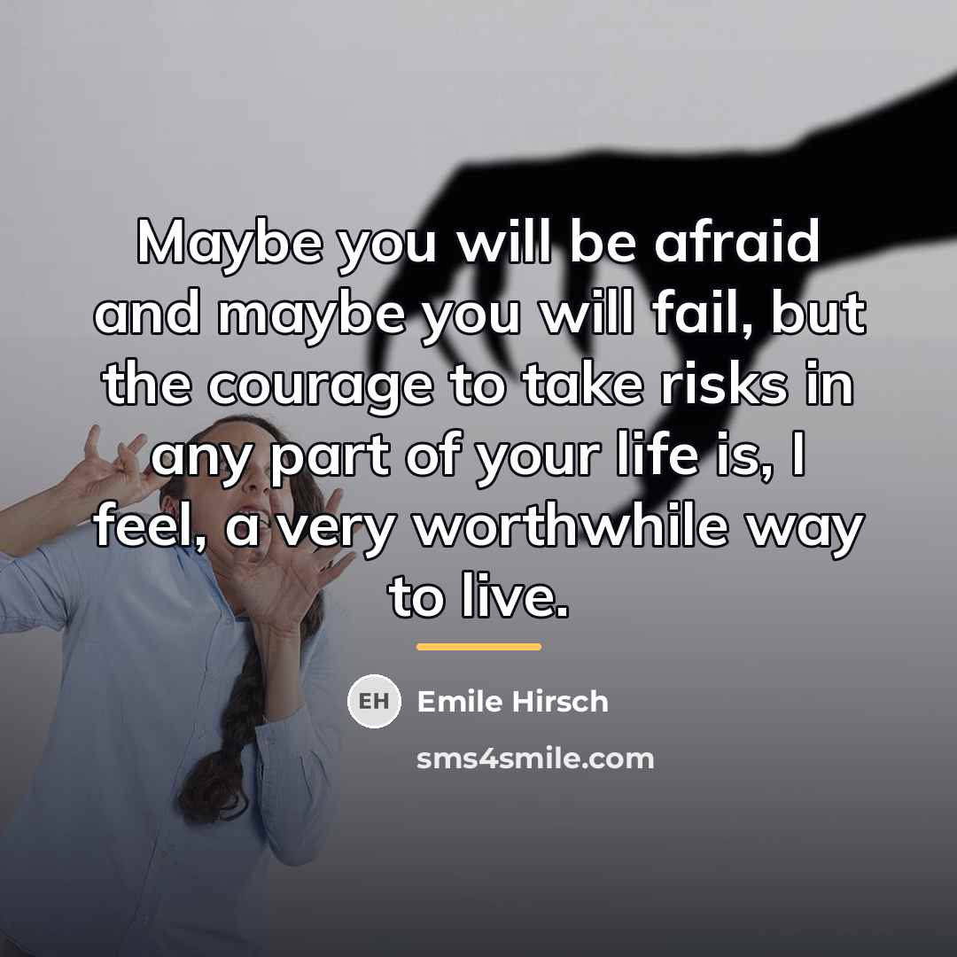 “Maybe you will be afraid and maybe you will fail,…” quote by Emile Hirsch