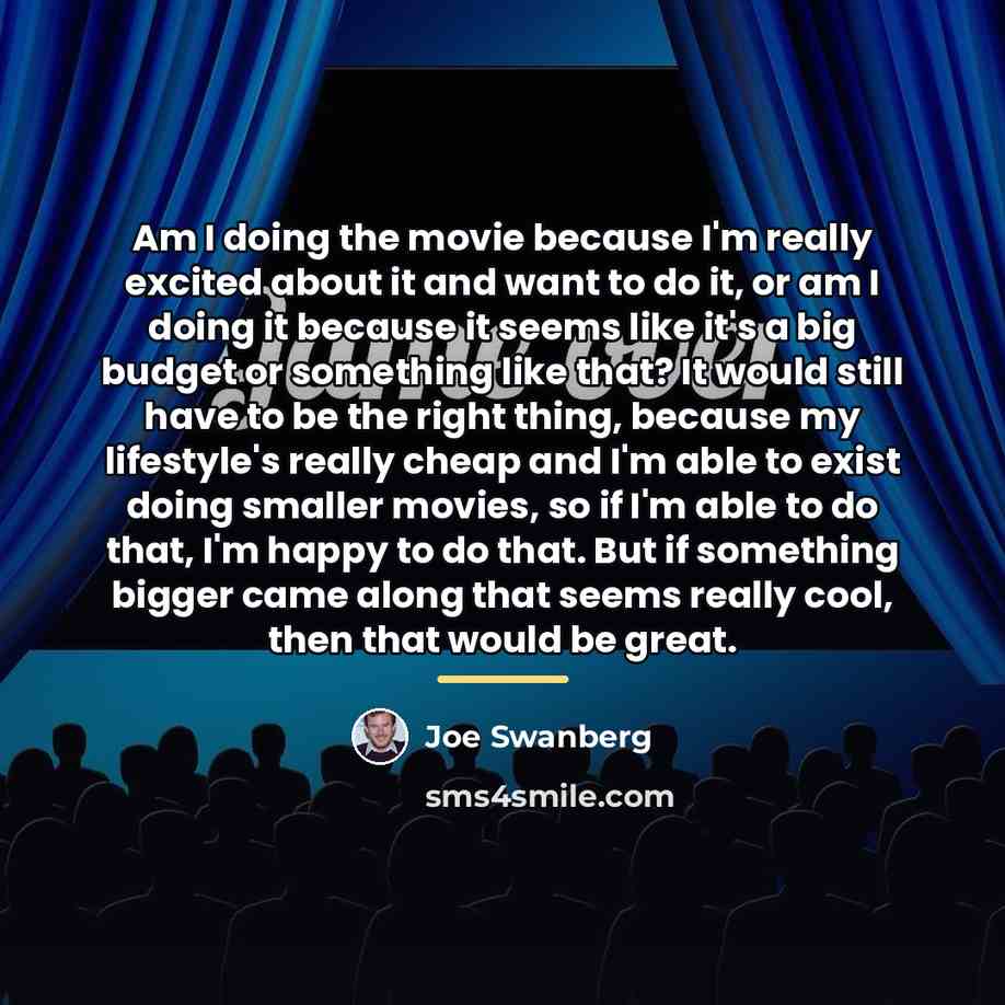 “Am I doing the movie because I'm really excited about…” quote by Joe Swanberg