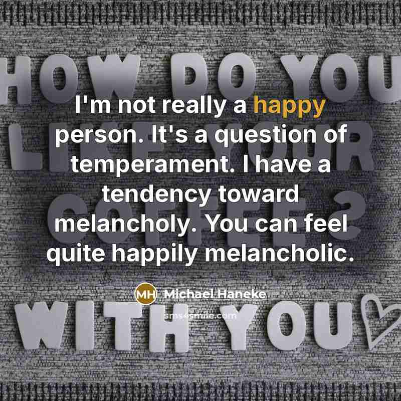 “I'm not really a happy person. It's a question of…” quote by Michael Haneke