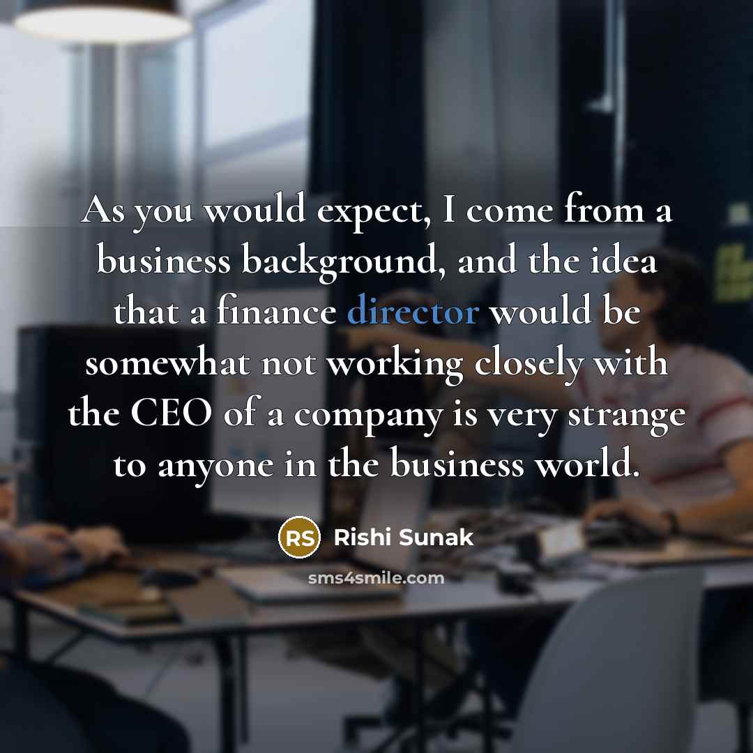 “As you would expect, I come from a business background,…” quote by Rishi Sunak