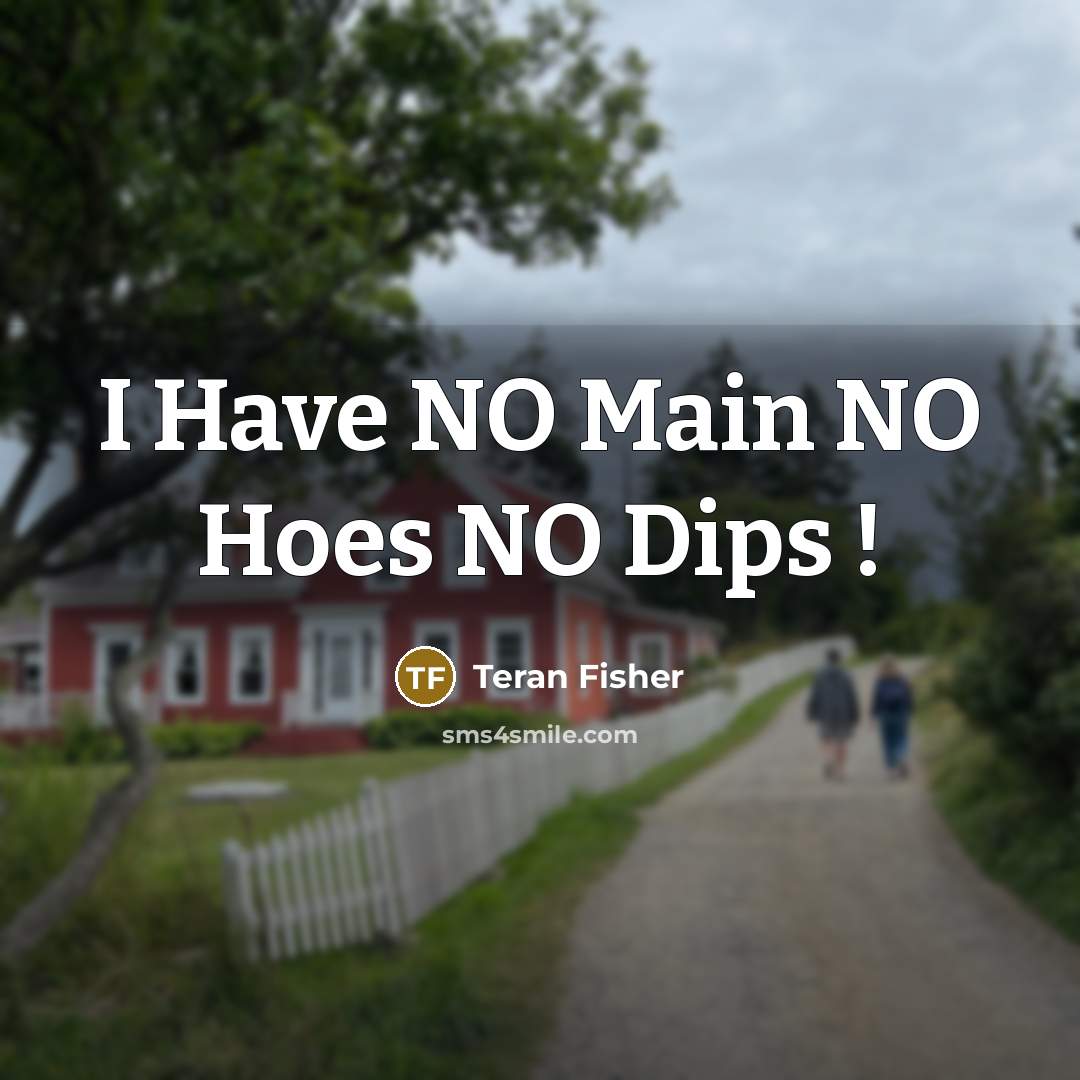 “I Have NO Main NO Hoes NO Dips !…” quote by Teran Fisher