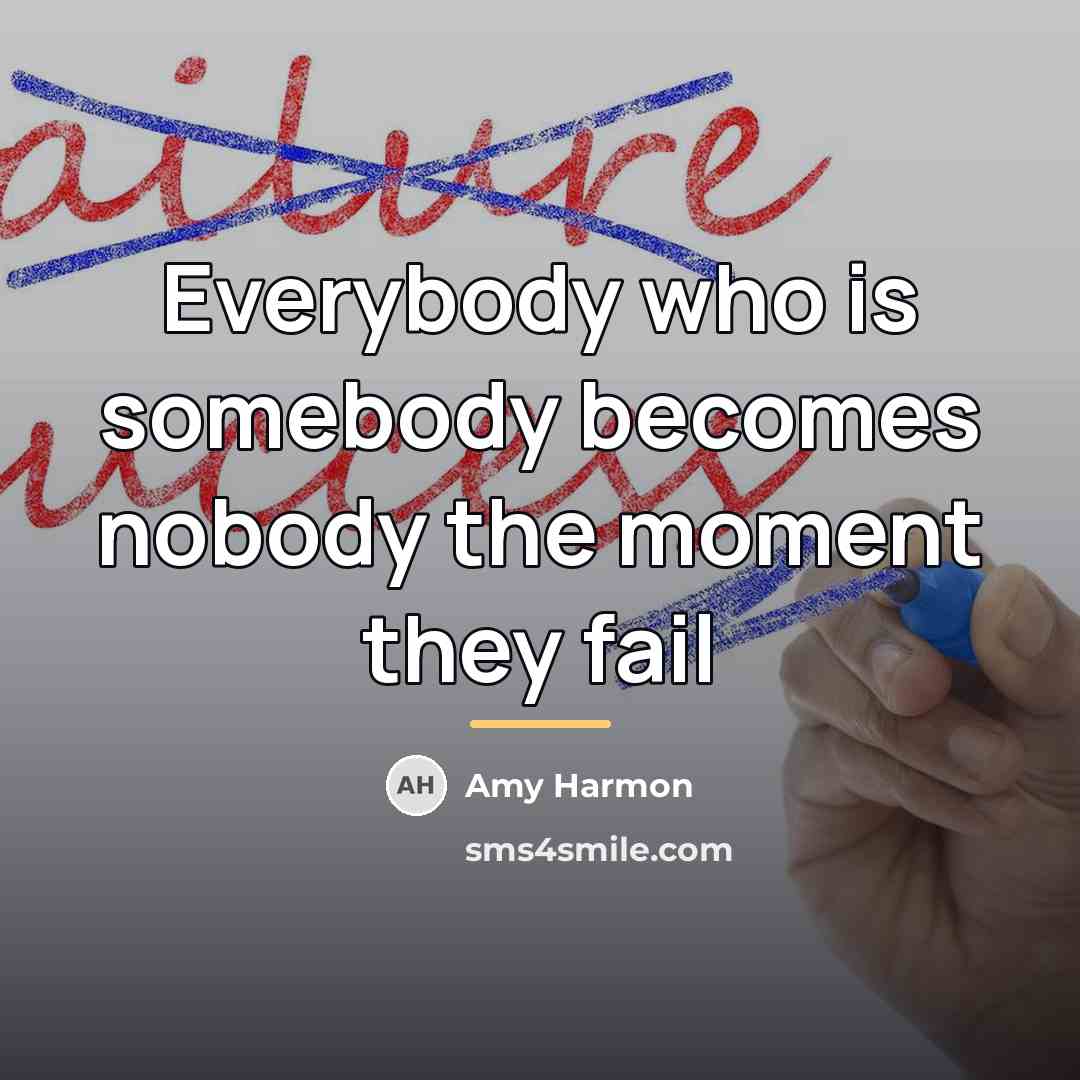 “Everybody who is somebody becomes nobody the moment they fail…” quote by Amy Harmon