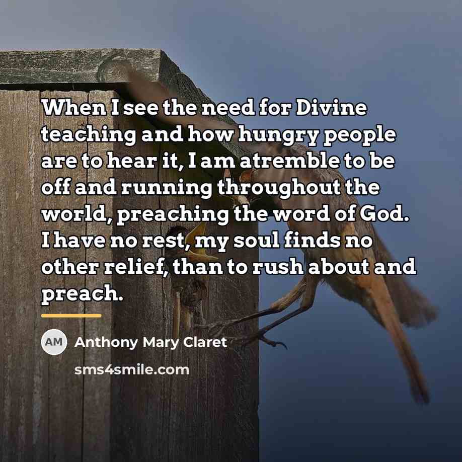 “When I see the need for Divine teaching and how…” quote by Anthony Mary Claret