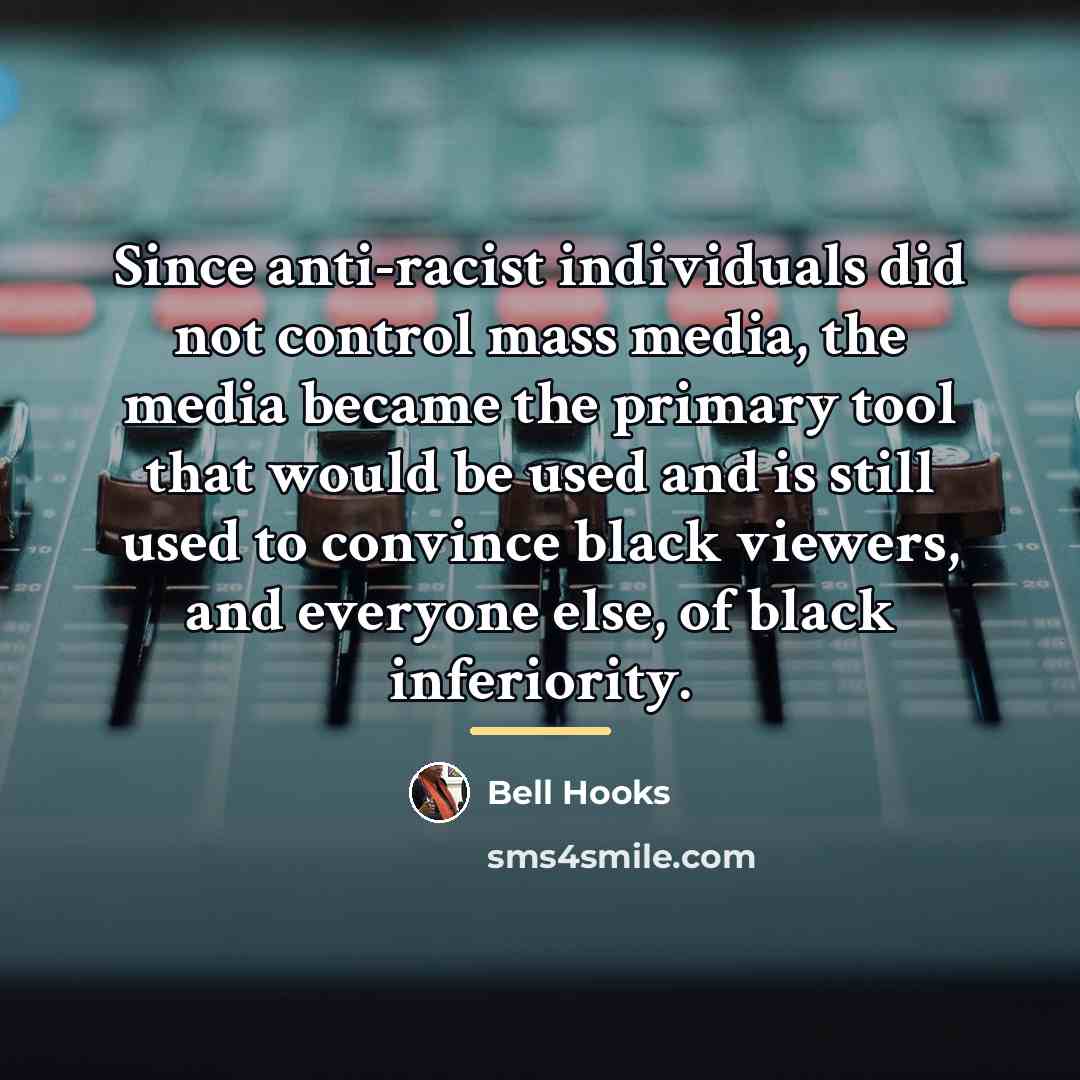 “Since anti-racist individuals did not control mass media, the media…” quote by Bell Hooks