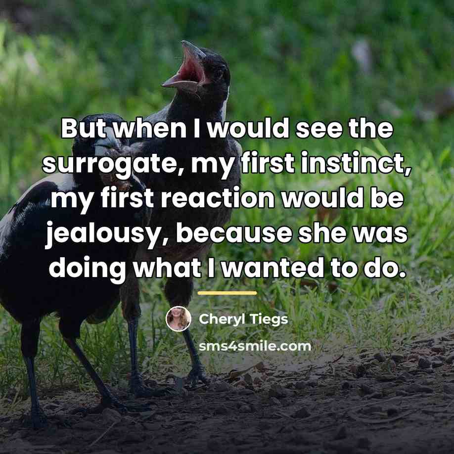 “But when I would see the surrogate, my first instinct,…” quote by Cheryl Tiegs