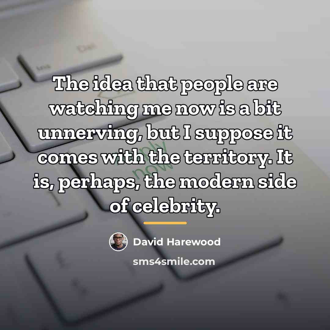 “The idea that people are watching me now is a…” quote by David Harewood