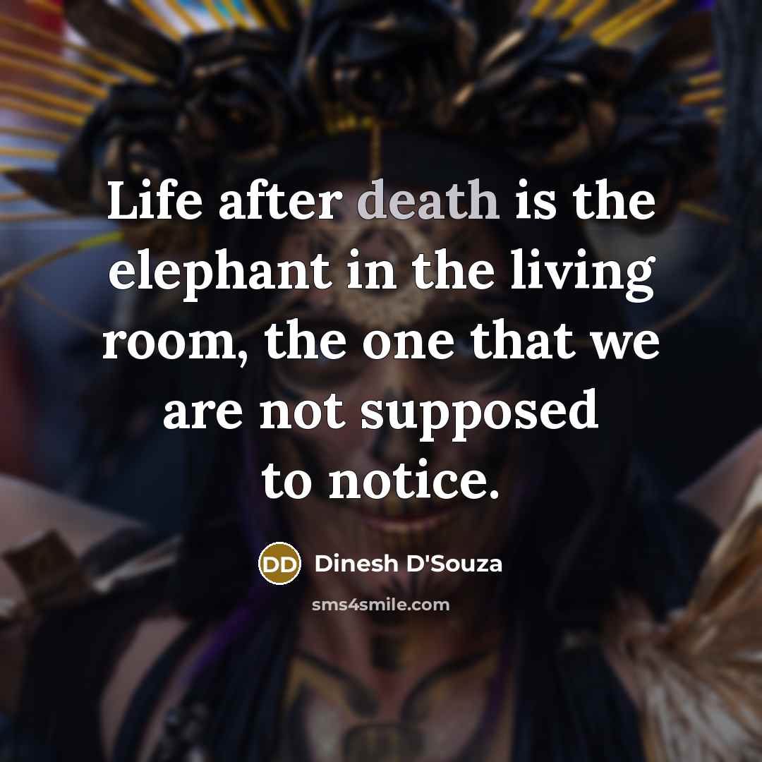 “Life after death is the elephant in the living room,…” quote by Dinesh D'Souza