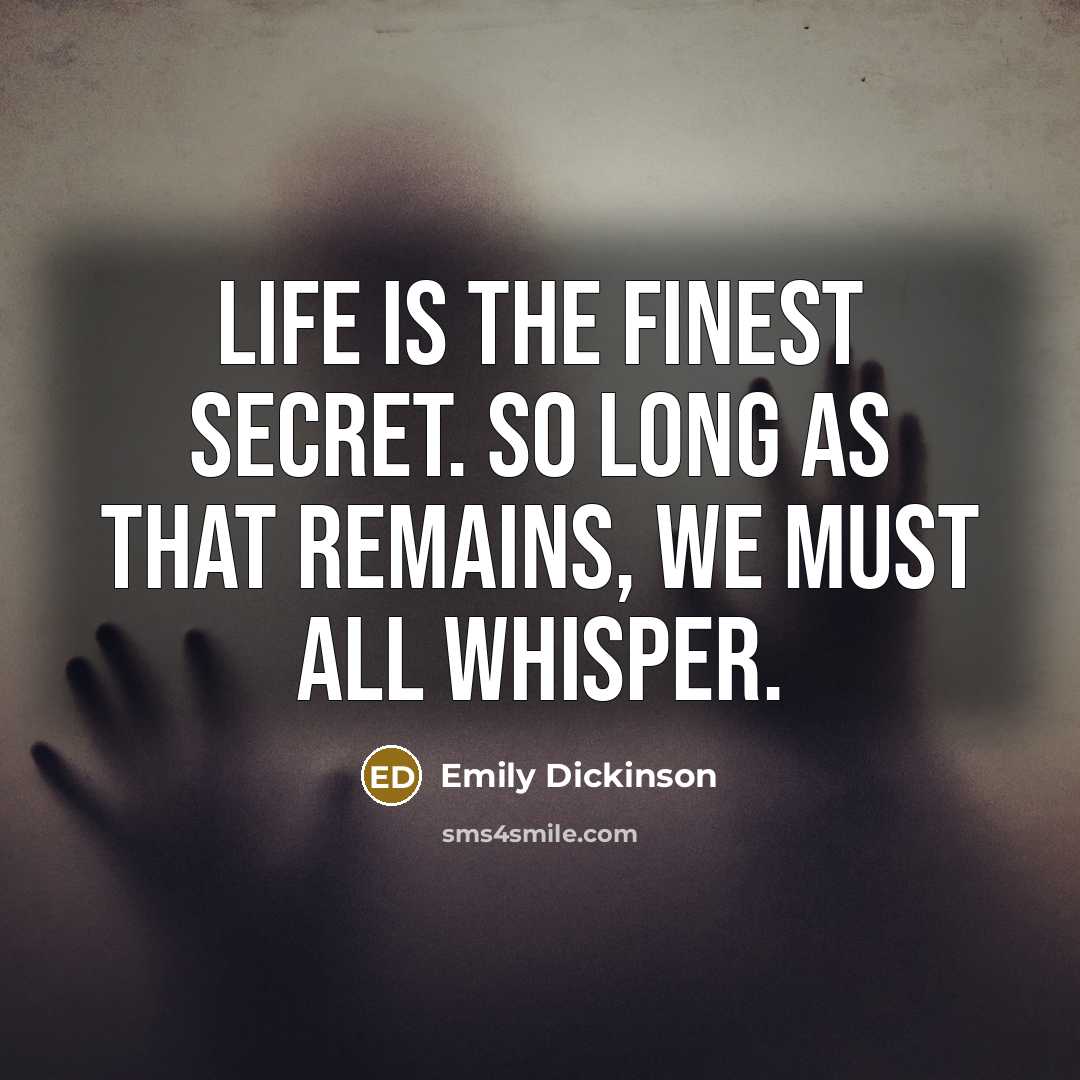 “Life is the finest secret. So long as that remains,…” quote by Emily Dickinson