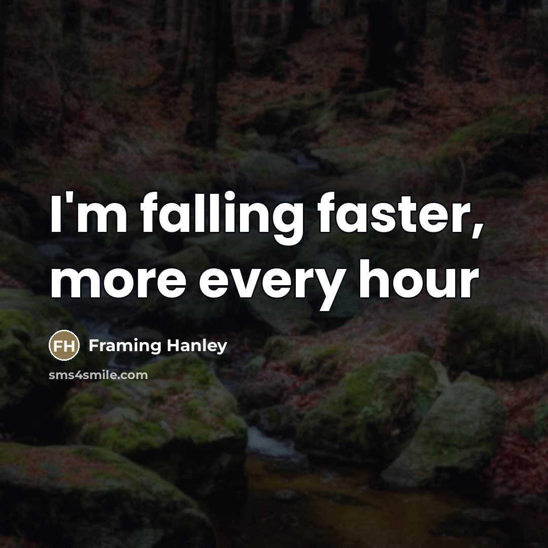 “I'm falling faster, more every hour…” quote by Framing Hanley