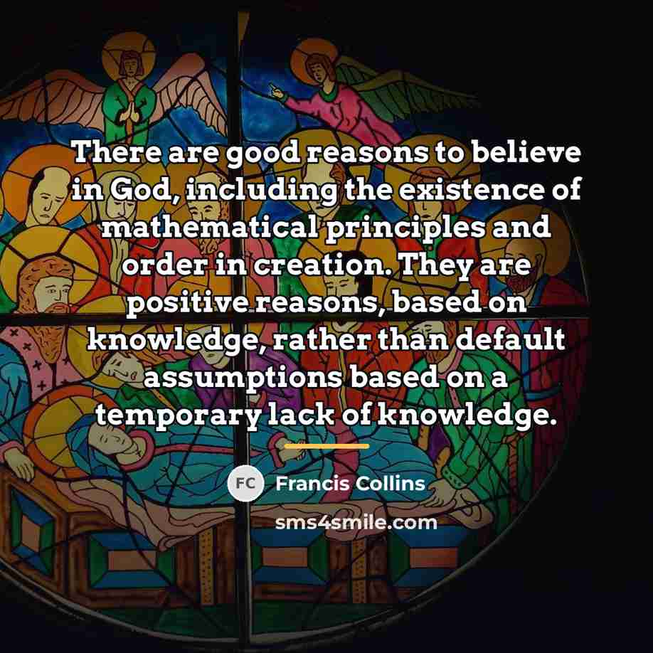 “There are good reasons to believe in God, including the…” quote by Francis Collins