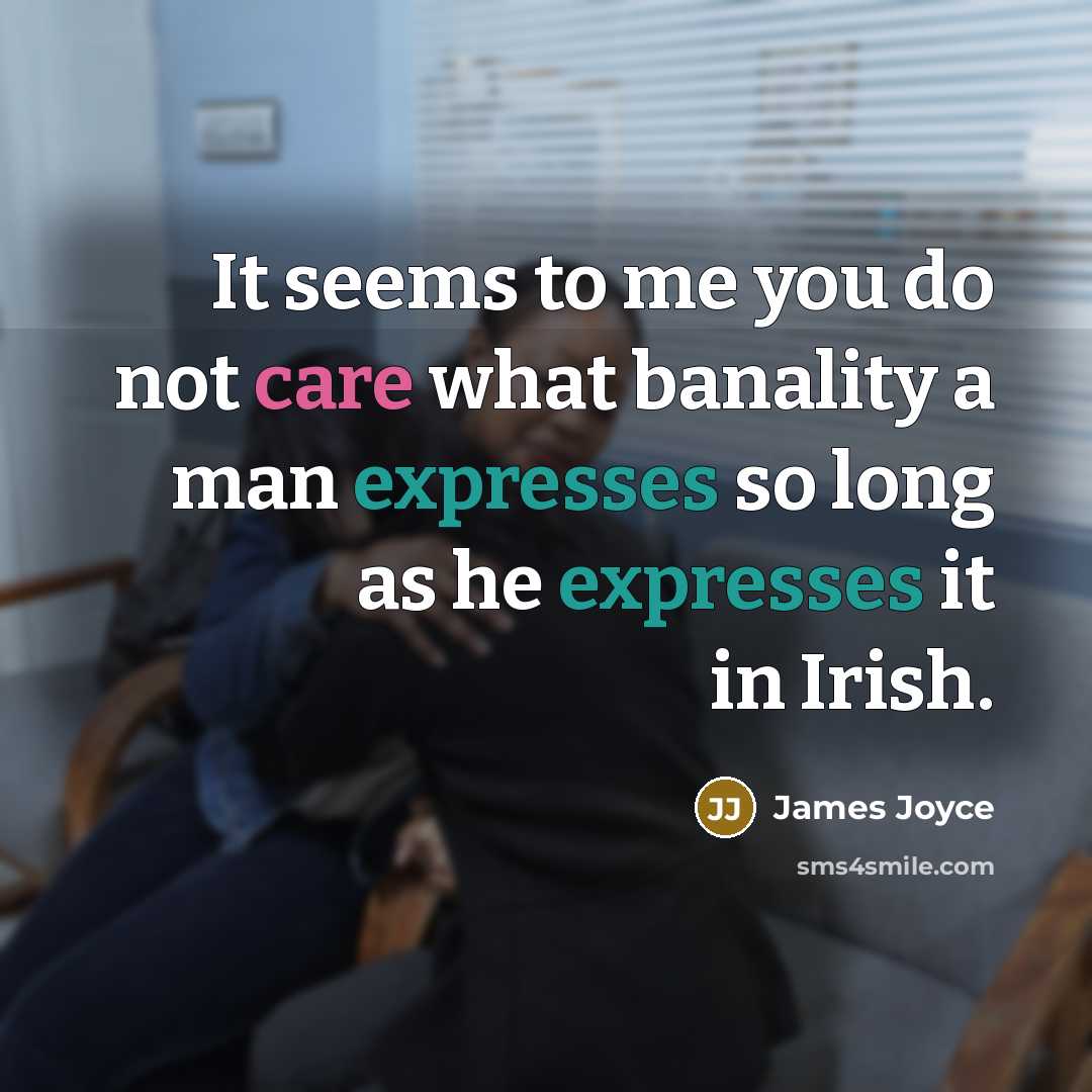 “It seems to me you do not care what banality…” quote by James Joyce