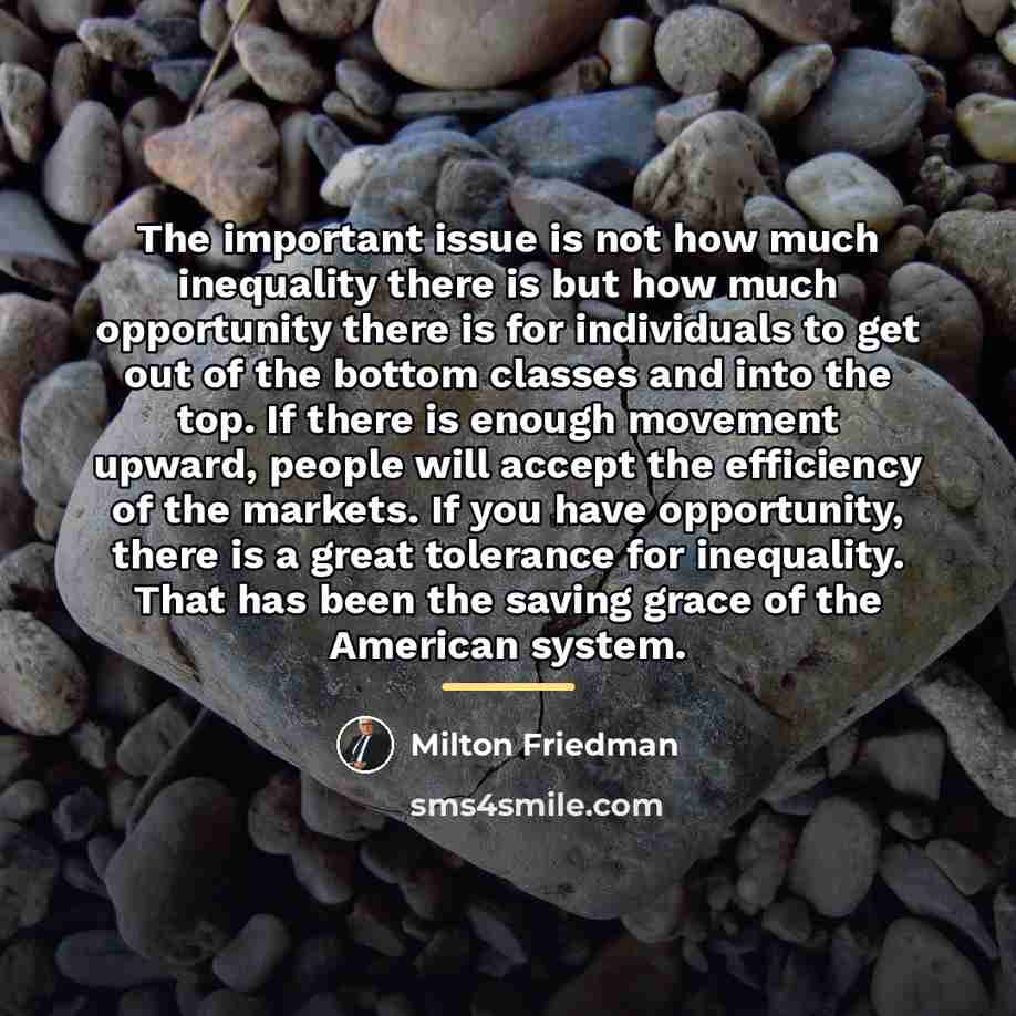 “The important issue is not how much inequality there is…” quote by Milton Friedman