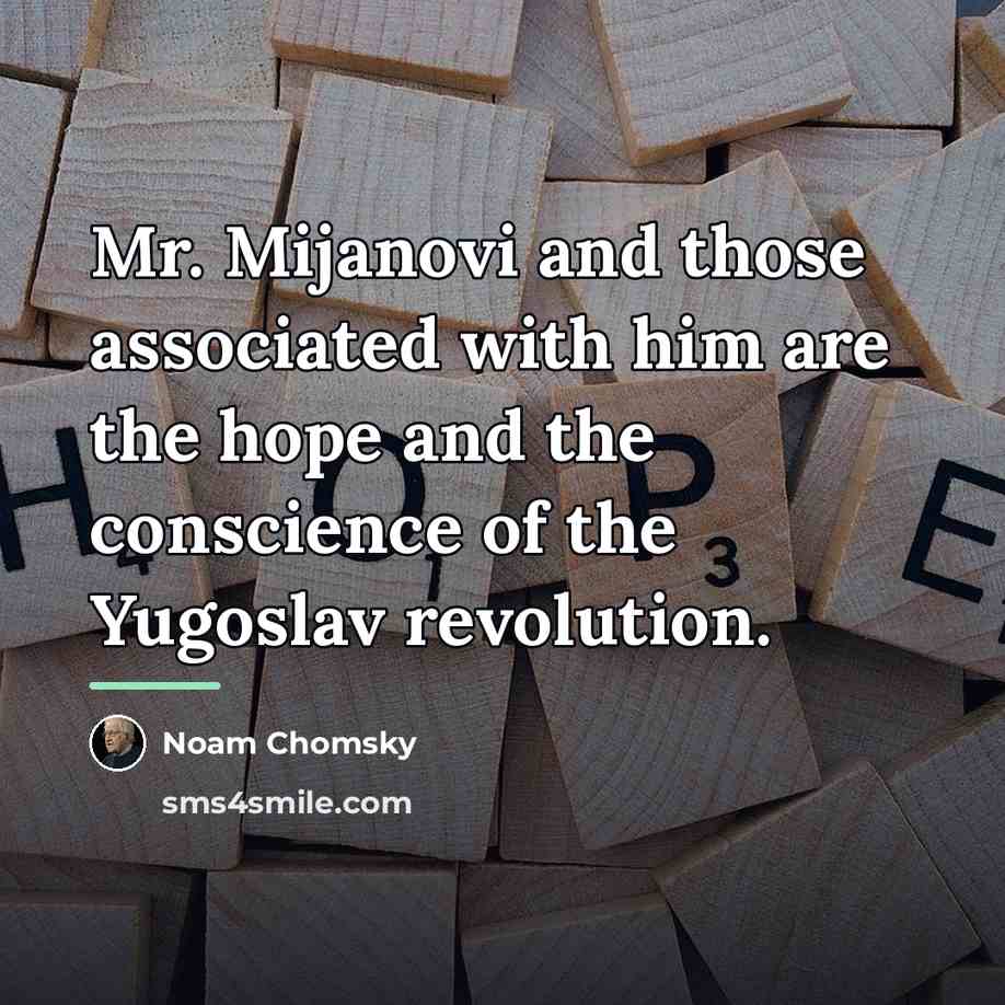 “Mr. Mijanovi and those associated with him are the hope…” quote by Noam Chomsky