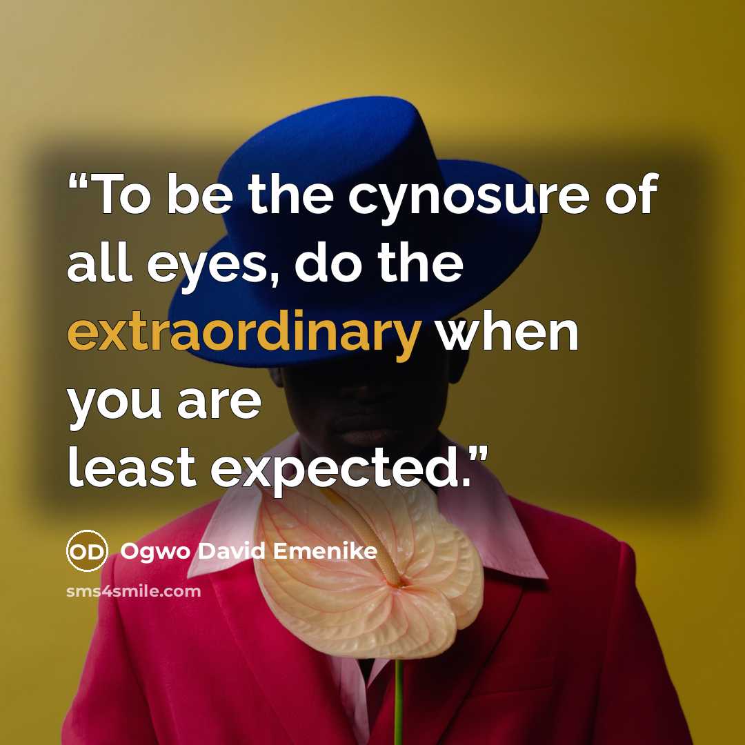 “To be the cynosure of all eyes, do the extraordinary when you are least expected.” quote by Ogwo David Emenike
