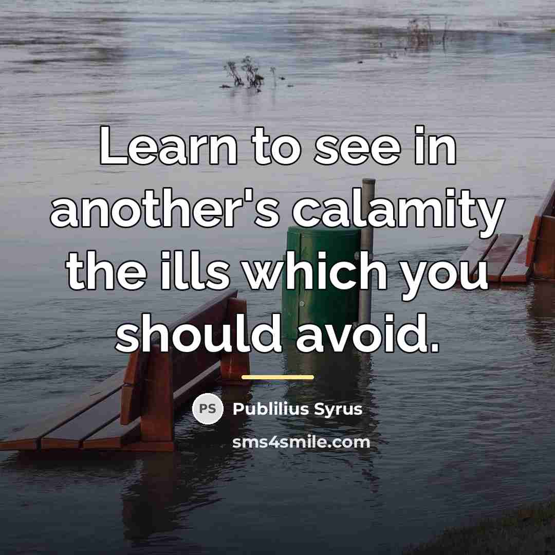“Learn to see in another's calamity the ills which you…” quote by Publilius Syrus