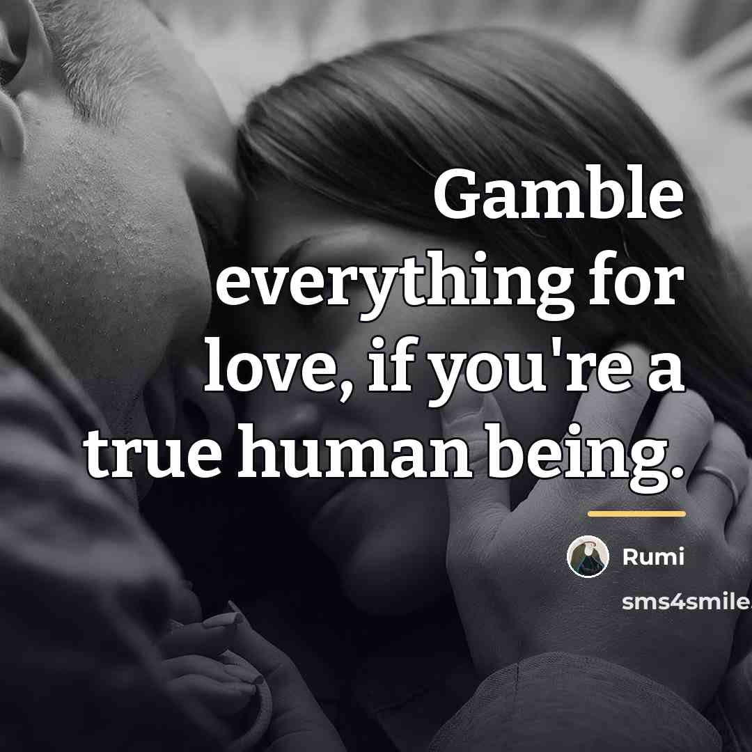 “Gamble everything for love, if you're a true human being.…” quote by Rumi