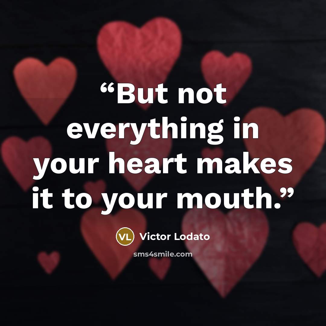 “But not everything in your heart makes it to your mouth.” quote by Victor Lodato