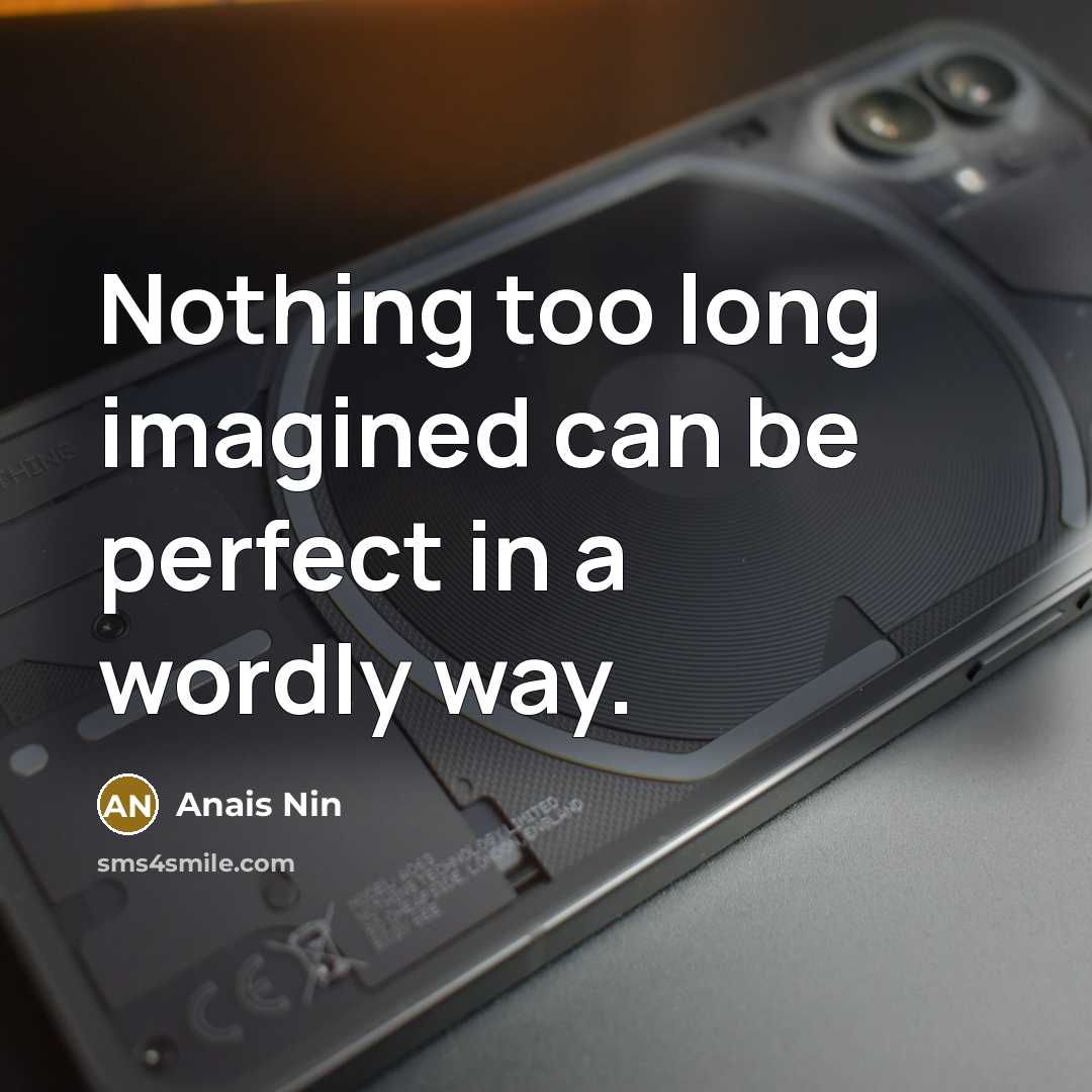 “Nothing too long imagined can be perfect in a wordly…” quote by Anais Nin