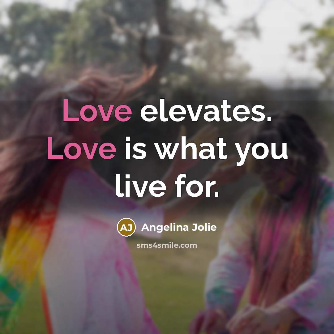 “Love elevates. Love is what you live for.…” quote by Angelina Jolie