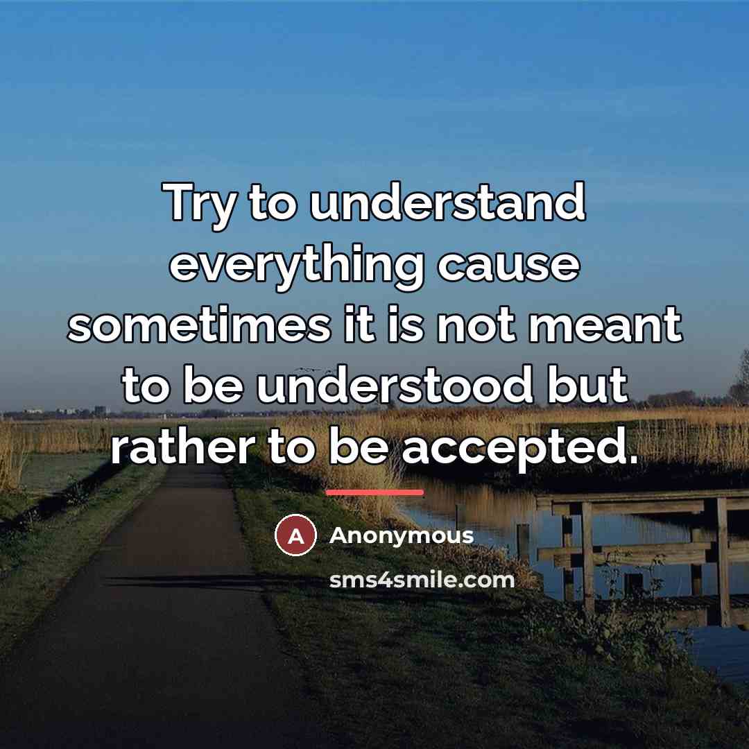“Try to understand everything cause sometimes it is not meant…” quote by Anonymous