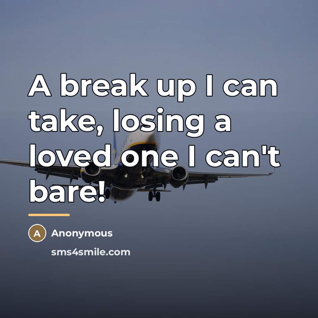 “A break up I can take, losing a loved one…” quote by Anonymous