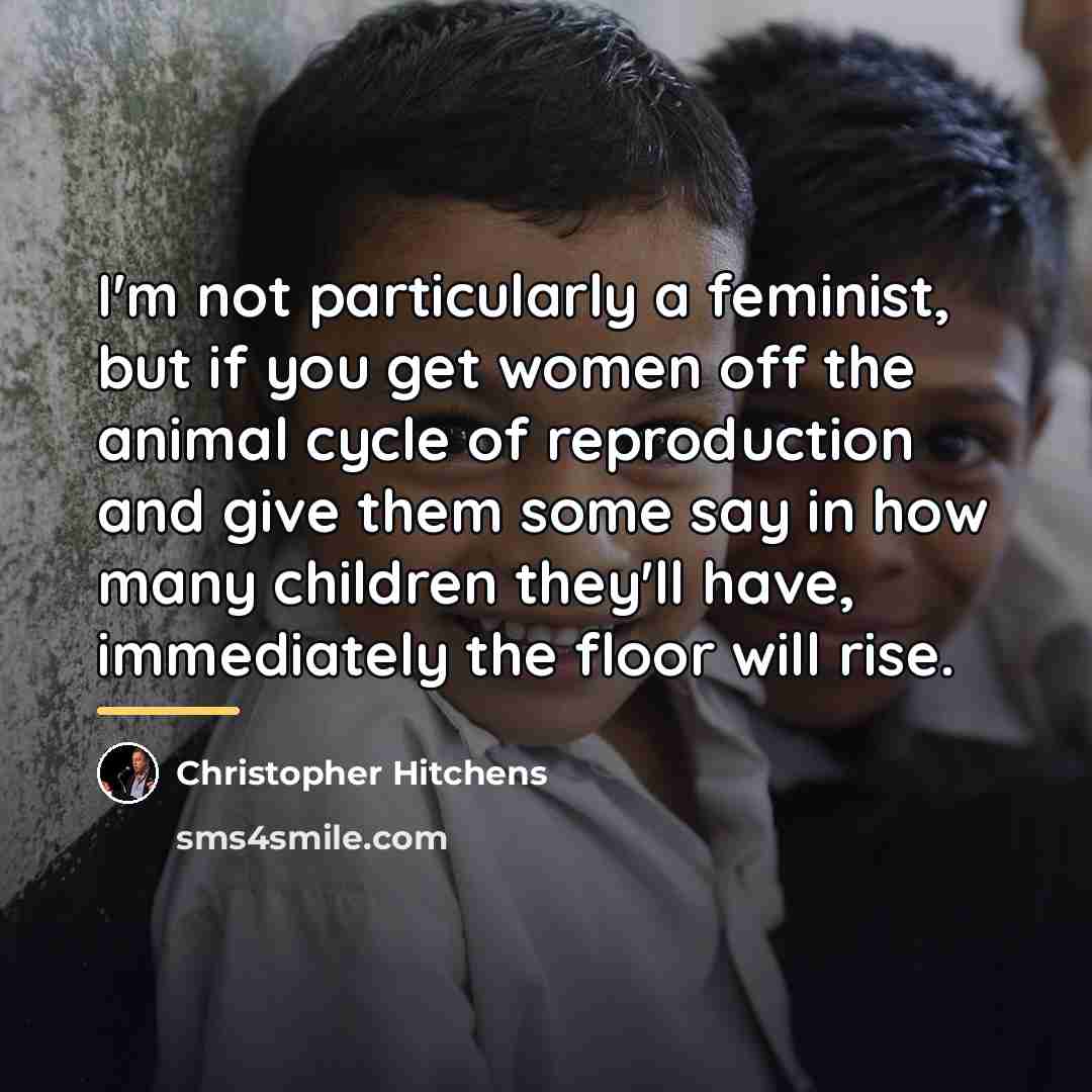 “I'm not particularly a feminist, but if you get women…” quote by Christopher Hitchens