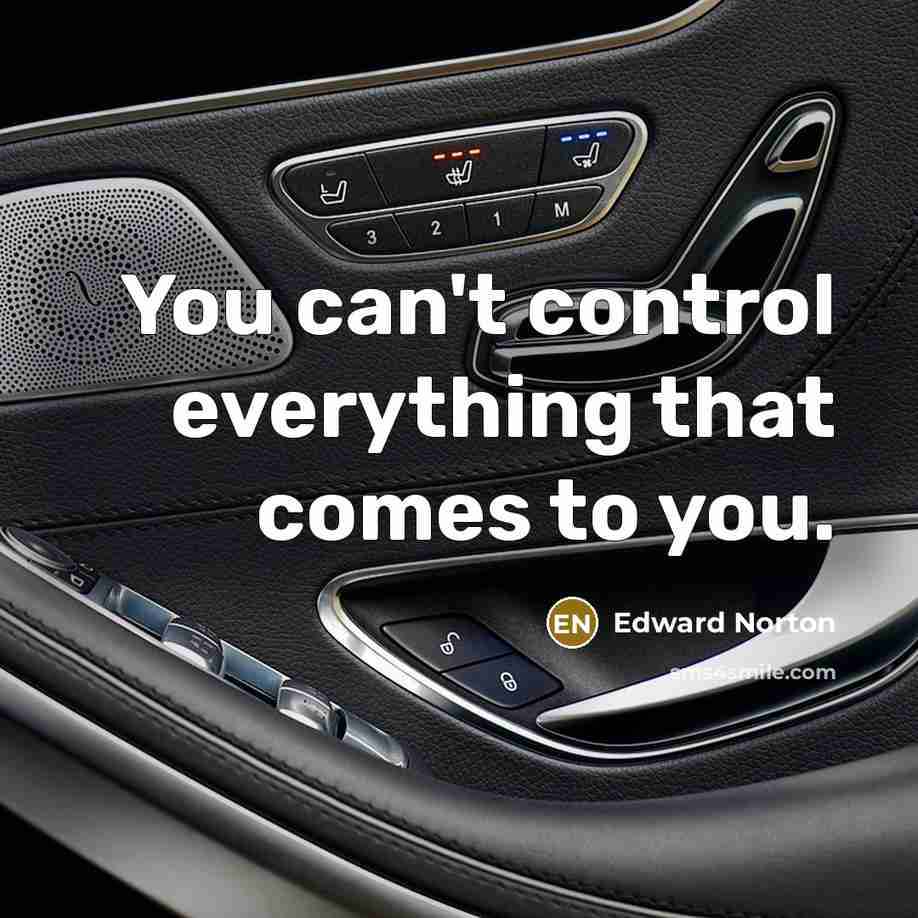 “You can't control everything that comes to you.” quote by Edward Norton