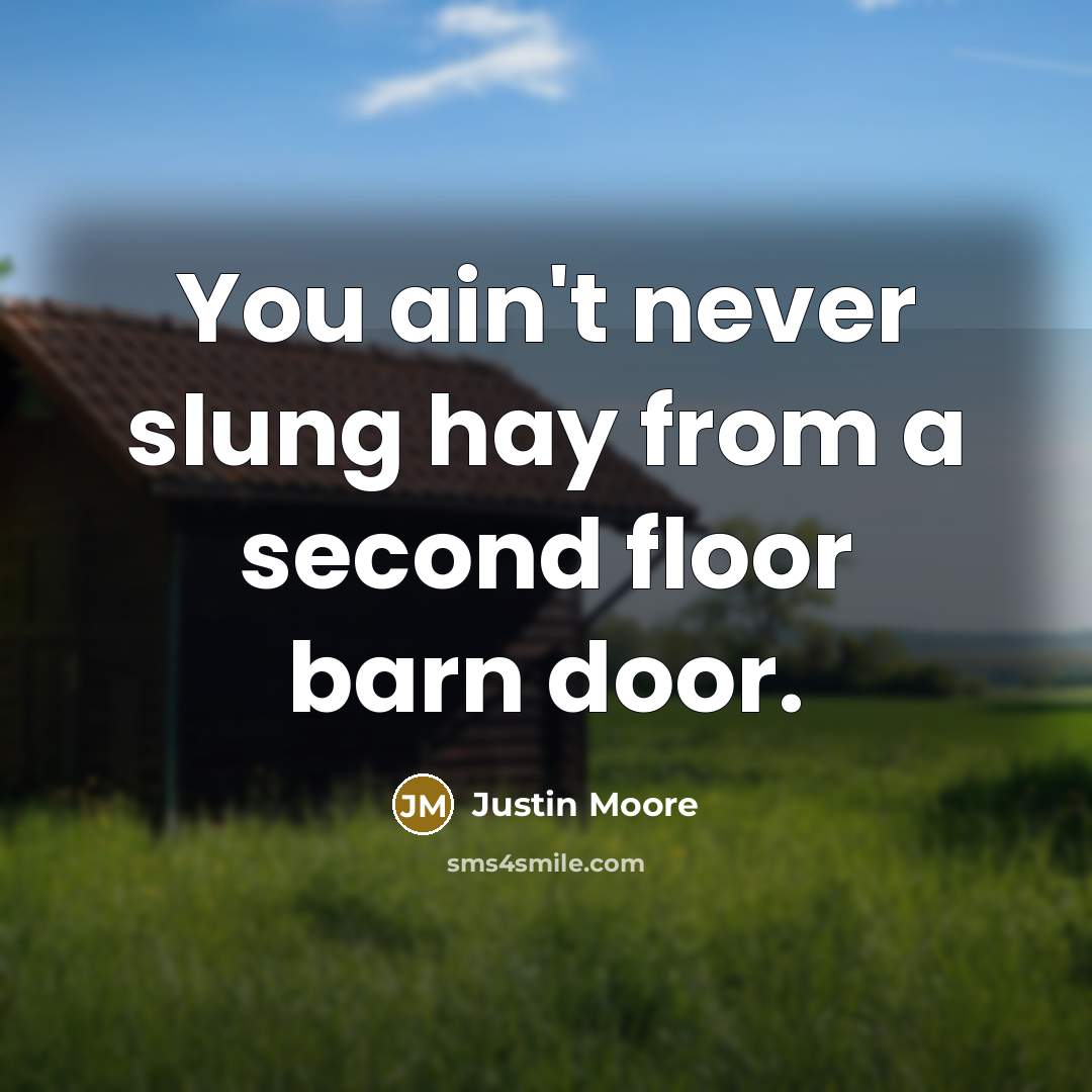 “You ain't never slung hay from a second floor barn…” quote by Justin Moore