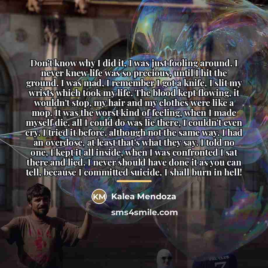 “Don't know why I did it, I was just fooling…” quote by Kalea Mendoza