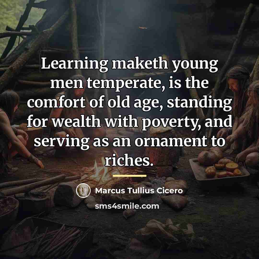 “Learning maketh young men temperate, is the comfort of old…” quote by Marcus Tullius Cicero