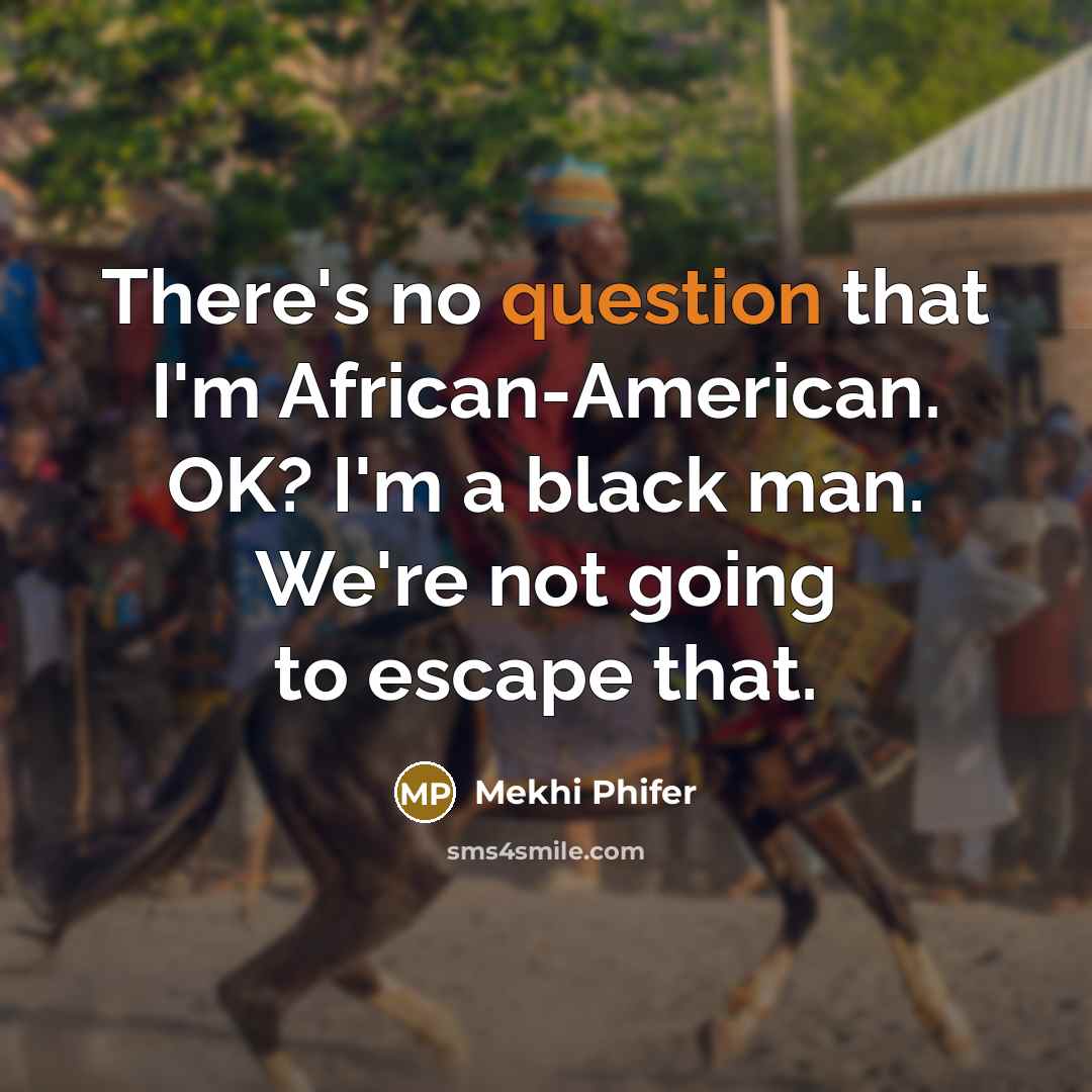 “There's no question that I'm African-American. OK? I'm a black man. We're not going to escape that.” quote by Mekhi Phifer
