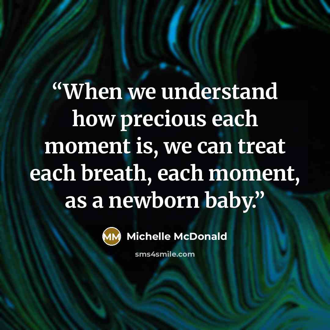 “When we understand how precious each moment is, we can treat each breath, each moment, as a newborn baby.” quote by Michelle McDonald