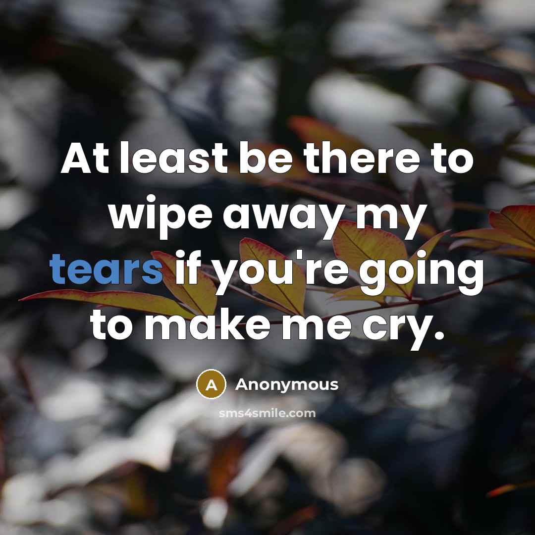 “At least be there to wipe away my tears if…” quote by Anonymous