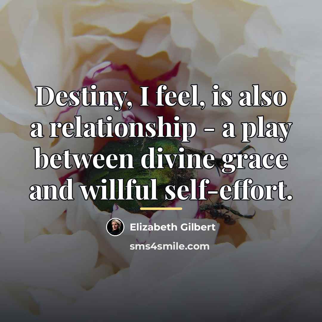 “Destiny, I feel, is also a relationship - a play…” quote by Elizabeth Gilbert