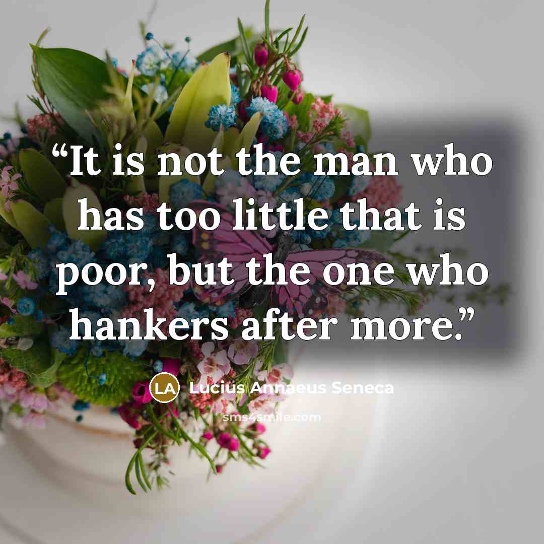 “It is not the man who has too little that is poor, but the one who hankers after more.” quote by Lucius Annaeus Seneca