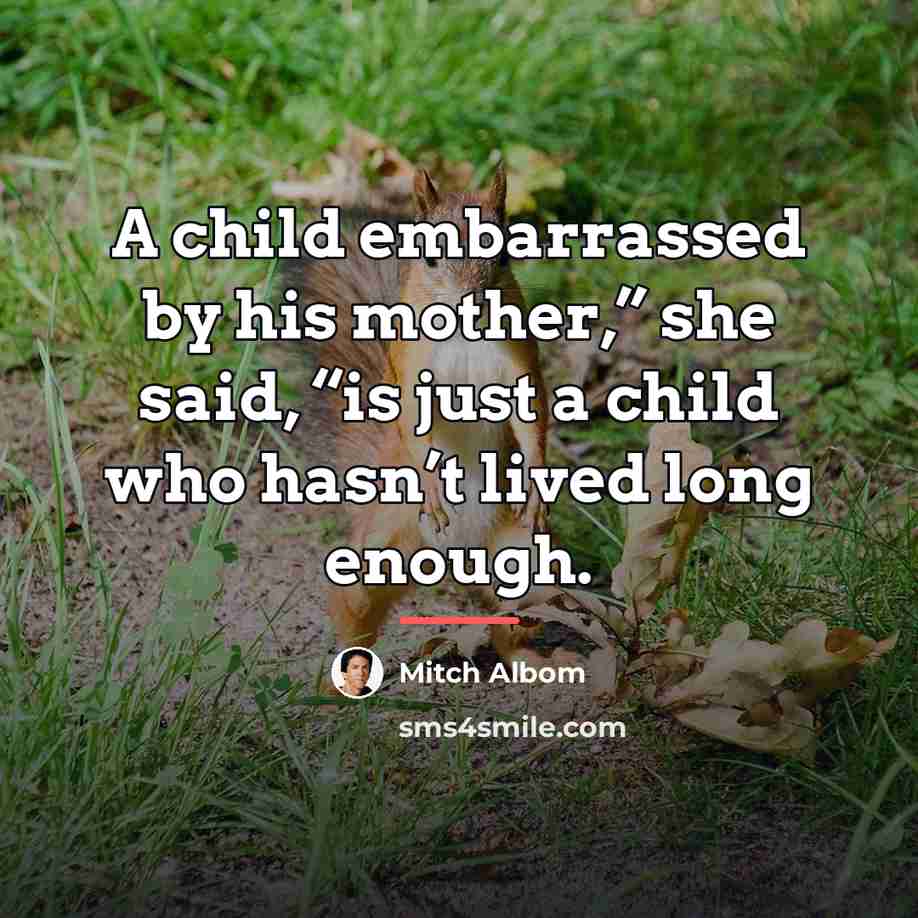 “A child embarrassed by his mother,” she said, “is just…” quote by Mitch Albom