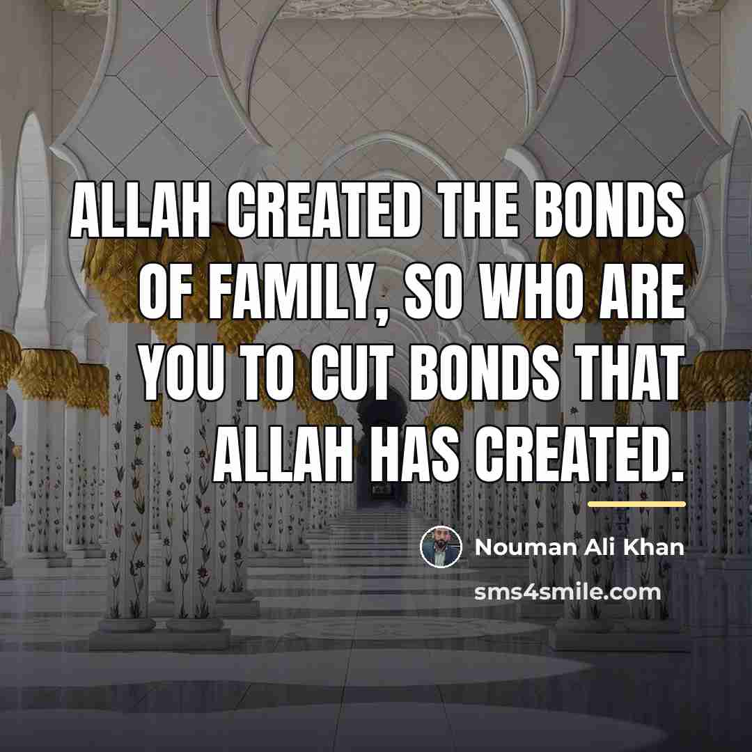 “Allah created the bonds of family, so Who are you…” quote by Nouman Ali Khan