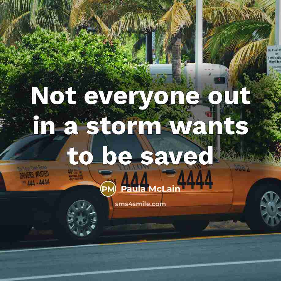 “Not everyone out in a storm wants to be saved…” quote by Paula McLain