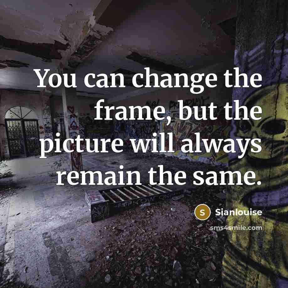 “You can change the frame, but the picture will always…” quote by Sianlouise