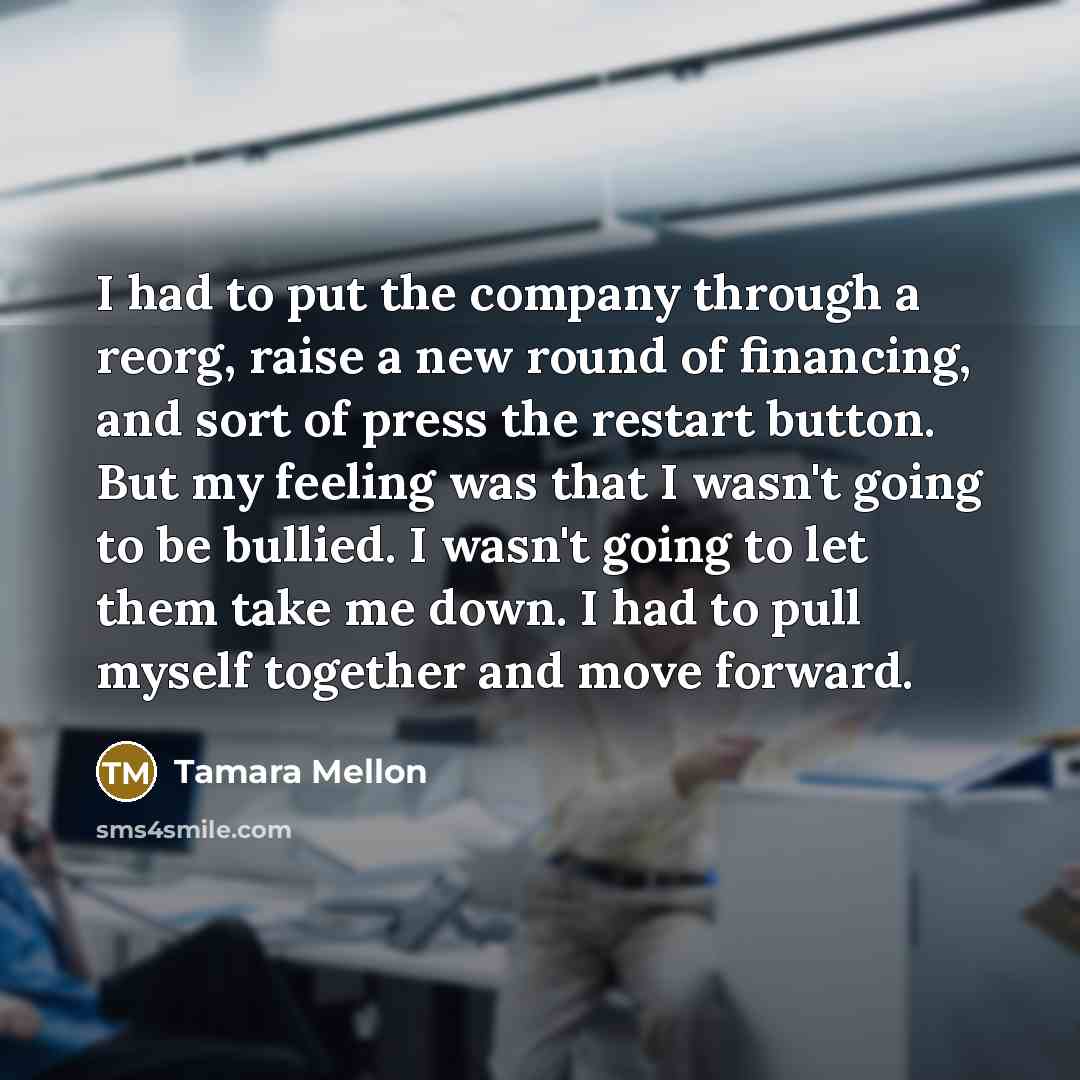 “I had to put the company through a reorg, raise…” quote by Tamara Mellon