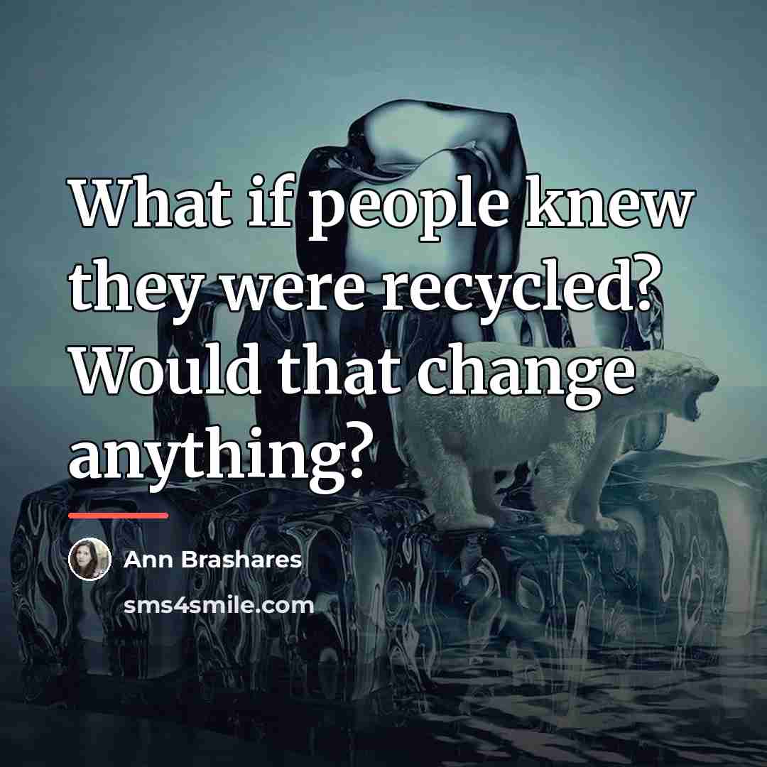 “What if people knew they were recycled? Would that change…” quote by Ann Brashares